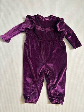 Wrangler Sparkle Velvet One-Piece in Deep Purple baby romper 3/6 months